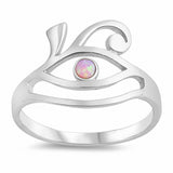 Eye Ring Round Created Opal 925 Sterling Silver Choose Color
