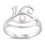 Eye Ring Round Created Opal 925 Sterling Silver Choose Color