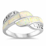 Fashion Greek Key Ring Created Opal 925 Sterling Silver Choose Color