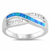 Crisscross Infinity Lab Created Opal Ring 925 Sterling Silver