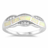 Fashion Ring Created Opal Round Cubic Zirconia 925 Sterling Silver Choose Color