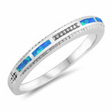 Fashion Lab Created Opal Band 925 Sterling Silver