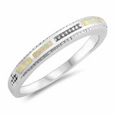 Fashion Lab Created Opal Band 925 Sterling Silver