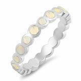 Bezel Lab Created Opal Band 925 Sterling Silver
