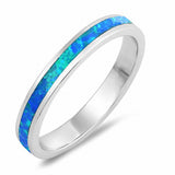 3mm Wedding Band Lab Created Opal 925 Sterling Silver