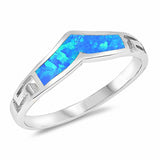 Chevron Midi V Ring Greek Key Band Created Opal 925 Sterling Silver Choose Color