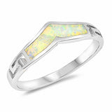 Chevron Midi V Ring Greek Key Band Created Opal 925 Sterling Silver Choose Color