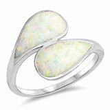 Bypass Wrap Style Ring Lab Created Opal 925 Sterling Silver