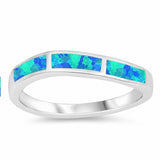 Half Eternity Style Lab Created Opal Band 925 Sterling Silver (4 mm)
