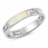 4mm Greek Key Band Ring Created Opal 925 Sterling Silver Choose Color