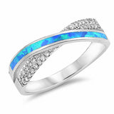 Crisscross Infinity Ring Created Opal Round Cubic Zirconia 925 Sterling Silver Choose Color