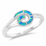 Fashion Swirl Spiral Style Ring Created Opal 925 Sterling Silver Choose Color