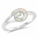 Fashion Swirl Spiral Style Ring Created Opal 925 Sterling Silver Choose Color