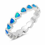 4mm Full Eternity Stackable Band Ring Heart Created Opal 925 Sterling Silver Choose Color