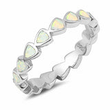 4mm Full Eternity Stackable Band Ring Heart Created Opal 925 Sterling Silver Choose Color
