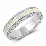 5mm Full Eternity Band Ring Created Opal Round Cubic Zirconia 925 Sterling Silver Choose Color