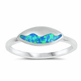 Wave Design Ring Lab Created Opal 925 Sterling Silver