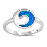 Fashion Wave Ring Lab Created Opal 925 Sterling Silver Choose Color