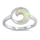 Fashion Wave Ring Lab Created Opal 925 Sterling Silver Choose Color