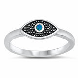Evil Eye Ring Round Lab Created Opal 925 Sterling Silver (6mm)