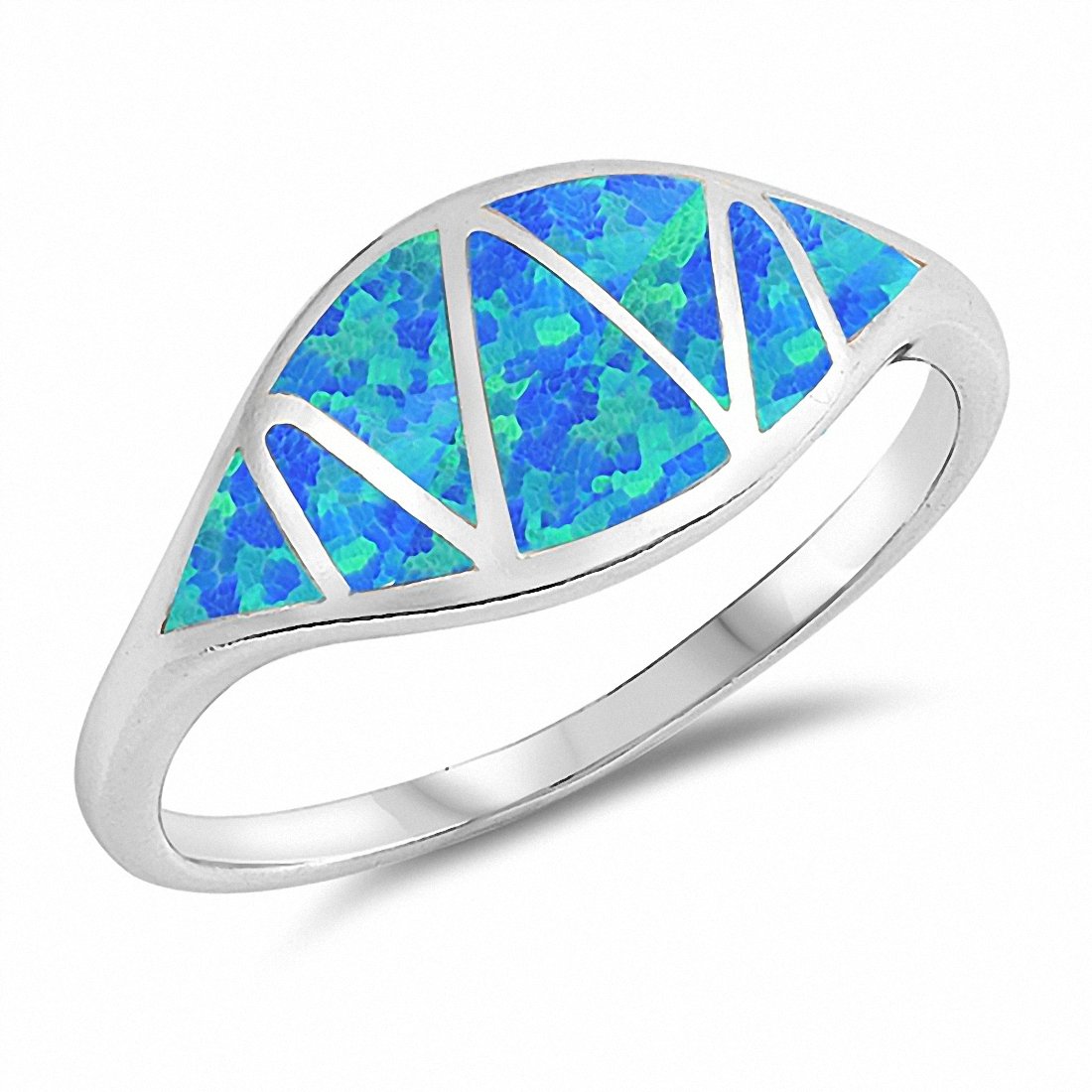 Fashion Created Opal Ring 925 Sterling Silver  (8mm)