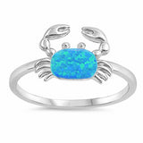 Crab Ring Created Opal 925 Sterling Silver Choose Color