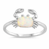Crab Ring Created Opal 925 Sterling Silver Choose Color