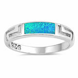 5mm Greek Key Band 925 Sterling Silver Created Opal Choose Color