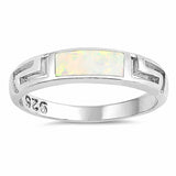 5mm Greek Key Band 925 Sterling Silver Created Opal Choose Color