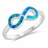 Infinity Ring Created Opal 925 Sterling Silver Choose Color