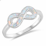 Infinity Ring Created Opal 925 Sterling Silver Choose Color