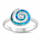 Swirl Spiral Ring Created Opal 925 Sterling Silver (10mm)