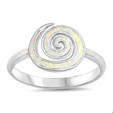 Swirl Spiral Ring Created Opal 925 Sterling Silver (10mm)