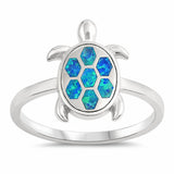 Turlte Ring Created Opal 925 Sterling Silver Choose Color