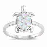 Turlte Ring Created Opal 925 Sterling Silver Choose Color