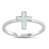 Cross Ring Created Opal 925 Sterling Silver Choose Color