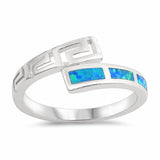 Greek Key Fashion Ring Created Opal 925 Sterling Silver Choose Color