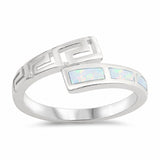 Greek Key Fashion Ring Created Opal 925 Sterling Silver Choose Color