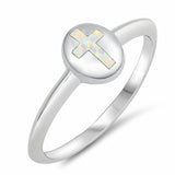 Cross Ring Lab Created Opal 925 Sterling Silver (13mm)