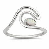 Wave Ring Oval Lab Created Opal 925 Sterling Silver  (11mm)