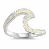Beachy Ocean Summer Wave Ring Lab Created Opal 925 Sterling Silver (13mm)