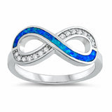 Infinity Ring Crisscross Lab Created Opal Round Cubic Zirconia 925 Sterling Silver