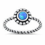 Braided Design Round Created Opal Ring 925 Sterling Silver Choose Color