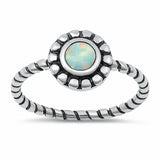 Braided Design Round Created Opal Ring 925 Sterling Silver Choose Color