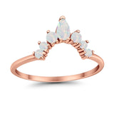 Curved Band Thumb Rings Pear Lab Created Opal Cubic Zirconia 925 Sterling Silver