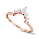 Curved Band Thumb Rings Pear Lab Created Opal Cubic Zirconia 925 Sterling Silver
