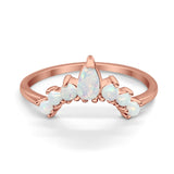 Curved Band Thumb Rings Pear Lab Created Opal Cubic Zirconia 925 Sterling Silver