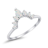 Curved Band Thumb Rings Pear Lab Created Opal Cubic Zirconia 925 Sterling Silver