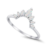 Curved Band Thumb Rings Pear Lab Created Opal Cubic Zirconia 925 Sterling Silver