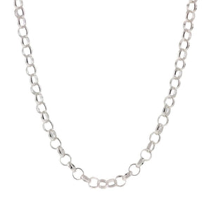 1.4MM Rhodium Plated Adjustable Rolo Chain .925 Sterling Silver Size "22"